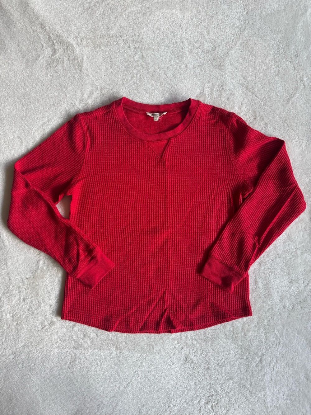 Madewell Waffle Knit Crewneck Long Sleeve Tee Red XS